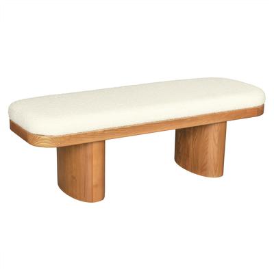 Ottomans and Benches Contemporary Design Furniture Ollie-Bench Ash Wood Boucle Polyester Natural Ash White CDF-OC68605 793580625243 Benches White snow 