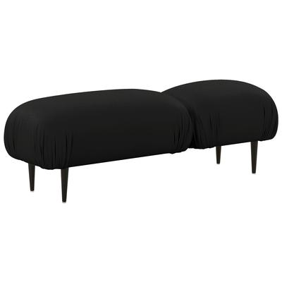 Ottomans and Benches Contemporary Design Furniture Adalynn-Bench Iron Vegan Leather Wood Black CDF-OC68631 793580625564 Benches Black ebonyWhite snow 