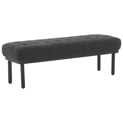 Ottomans and Benches Contemporary Design Furniture Olivia-Bench Boucle Iron Wood Black CDF-OC68632 793580625571 Benches Black ebonyGray Grey 