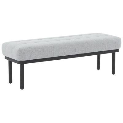 Ottomans and Benches Contemporary Design Furniture Olivia-Bench Boucle Iron Wood Grey CDF-OC68633 793580625588 Benches Black ebonyGray Grey 