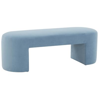 Ottomans and Benches Contemporary Design Furniture Elena-Bench Velvet Wood Light Blue CDF-OC68639 793580625717 Benches Blue navy teal turquiose indig 
