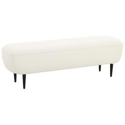 Ottomans and Benches Contemporary Design Furniture Denise-Bench Boucle Iron Wood Cream CDF-OC68691 793580627117 Benches Black ebonyCream beige ivory s 