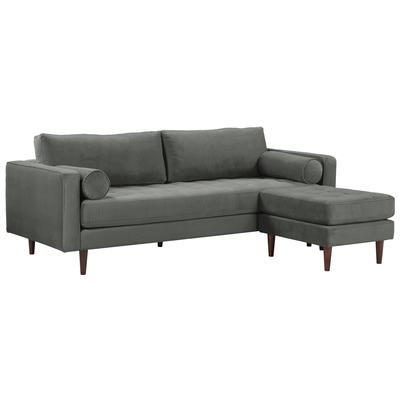 Contemporary Design Furniture Sofas and Loveseat, Loveseat,Love seatSectional,Sofa, Polyester,Velvet, Contemporary,Contemporary/ModernMid-Century,Edloe Finch,mid century,midcentury, Tufted,tufting, Grey, Foam,Polyester,Wood, Sectionals, 793580618689,