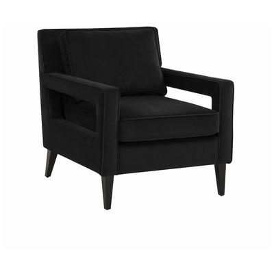 Chairs Contemporary Design Furniture Luna Plywood Polyester Wood Black CDF-REN-L02121 793580619433 Accent Chairs Black ebony Accent Chairs Accent 