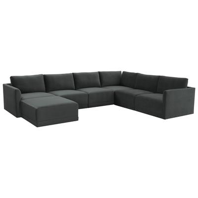 Sofas and Loveseat Contemporary Design Furniture Willow Plywood Velvet Charcoal CDF-REN-L03120-SEC5 793580620743 Sectionals Chaise LoungeLoveseat Love sea Velvet Contemporary Contemporary/Mode 