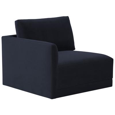 Chairs Contemporary Design Furniture Willow Plywood Velvet Navy CDF-REN-L03130-LC 793580619327 Sectionals Blue navy teal turquiose indig Corner Chairs Corner 