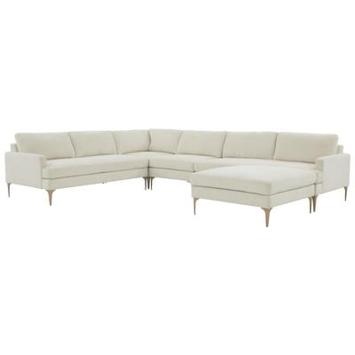 Sofas and Loveseat Contemporary Design Furniture Serena Pine Wood Polyester Cream CDF-REN-L05110-SEC2 793580621559 Sectionals Chaise LoungeLoveseat Love sea Polyester Velvet Contemporary Contemporary/Mode 