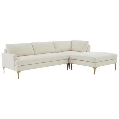 Sofas and Loveseat Contemporary Design Furniture Serena Pine Wood Polyester Cream CDF-REN-L05110-SEC4R 793580621573 Sectionals Chaise LoungeLoveseat Love sea Polyester Velvet Contemporary Contemporary/Mode 
