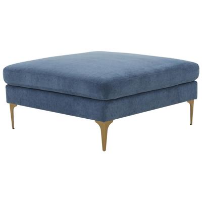 Ottomans and Benches Contemporary Design Furniture Serena Pine Wood Polyester Blue CDF-REN-L05121 793580621436 Ottomans Blue navy teal turquiose indig 
