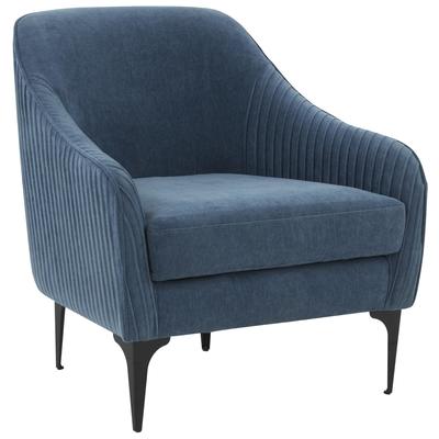 Chairs Contemporary Design Furniture Serena Pine Wood Polyester Blue CDF-REN-L05122-BLK 793580626950 Sectionals Black ebonyBlue navy teal turq Accent Chairs Accent 