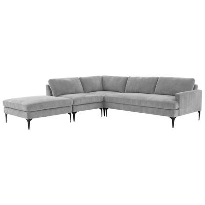 Sofas and Loveseat Contemporary Design Furniture Serena Pine Wood Polyester Grey CDF-REN-L05130-BLK-SEC5L 793580627032 Sectionals Chaise LoungeLoveseat Love sea Polyester Velvet Contemporary Contemporary/Mode 