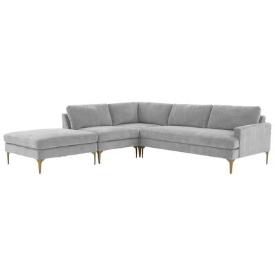 Sofas and Loveseat Contemporary Design Furniture Serena Pine Wood Polyester Grey CDF-REN-L05130-SEC5L 793580621740 Sectionals Chaise LoungeLoveseat Love sea Polyester Velvet Contemporary Contemporary/Mode 