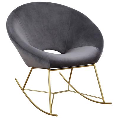 Chairs Contemporary Design Furniture Nolan-Chair Iron Velvet Grey CDF-S3823 806810356135 Accent Chairs Gold Gray Grey Accent Chairs AccentRocking Ch 