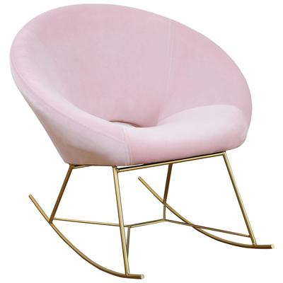 Chairs Contemporary Design Furniture Nolan-Chair Iron Velvet Blush CDF-S3824 806810356142 Accent Chairs Gold Pink Fuchsia blush Accent Chairs AccentRocking Ch 