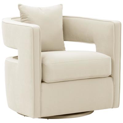 Chairs Contemporary Design Furniture Kennedy-Chair Velvet Cream CDF-S44127 793611834507 Accent Chairs Cream beige ivory sand nude Accent Chairs Accent 