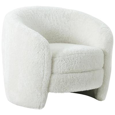 Chairs Contemporary Design Furniture Dakota-Armchair Faux Shearling White CDF-S44136 793611834965 Accent Chairs White snow Accent Chairs Accent 