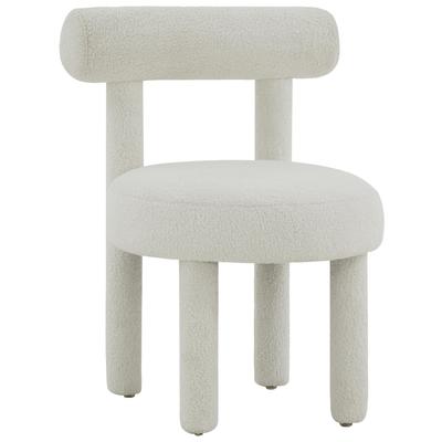 Chairs Contemporary Design Furniture Carmel-Chair Boucle Wood White CDF-S44171 793611835481 Accent Chairs White snow Accent Chairs Accent 