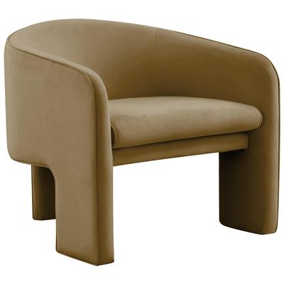 Chairs Contemporary Design Furniture Marla-Chair Velvet Cognac CDF-S44183 793611835740 Accent Chairs Accent Chairs Accent 