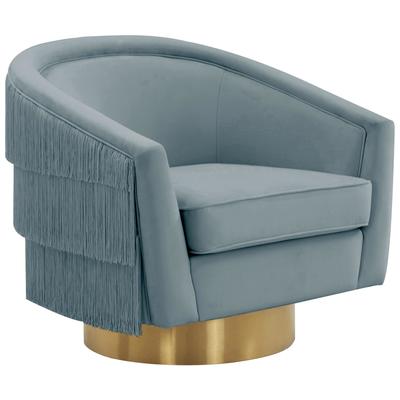 Chairs Contemporary Design Furniture Flapper-Chair Velvet Bluestone CDF-S44193 793611835849 Accent Chairs Gold Accent Chairs Accent 
