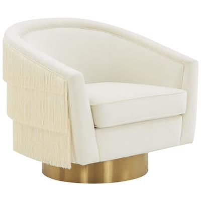 Chairs Contemporary Design Furniture Flapper-Chair Velvet Cream CDF-S44194 793611835856 Accent Chairs Cream beige ivory sand nudeGol Accent Chairs Accent 