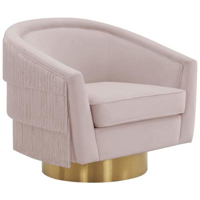 Chairs Contemporary Design Furniture Flapper-Chair Velvet Blush CDF-S44195 793611835863 Accent Chairs Gold Pink Fuchsia blush Accent Chairs Accent 