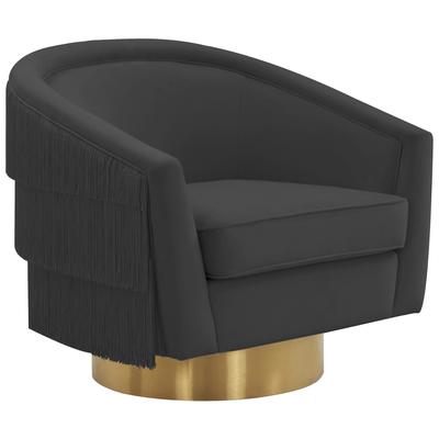 Chairs Contemporary Design Furniture Flapper-Chair Velvet Black CDF-S44196 793611835870 Accent Chairs Black ebonyGold Accent Chairs Accent 