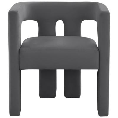Chairs Contemporary Design Furniture Sloane-Chair Velvet Dark Grey CDF-S44199 793611835900 Accent Chairs Gray Grey Accent Chairs Accent 