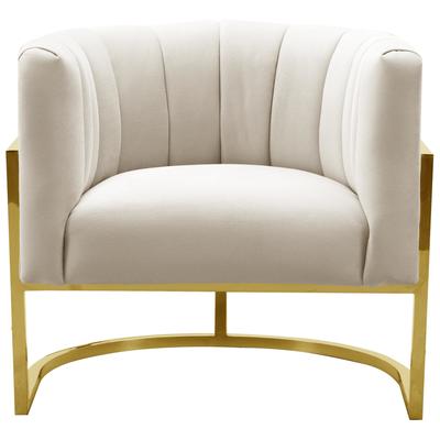 Chairs Contemporary Design Furniture Magnolia-Chair Fabric Wood Cream CDF-S6150 806810356470 Accent Chairs Cream beige ivory sand nudeGol Accent Chairs Accent 