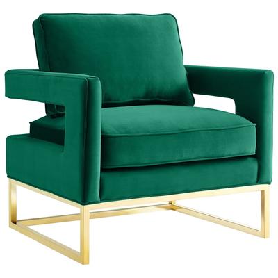 Chairs Contemporary Design Furniture Avery-Chair Velvet Green CDF-S6304 806810359341 Accent Chairs Blue navy teal turquiose indig Accent Chairs Accent 