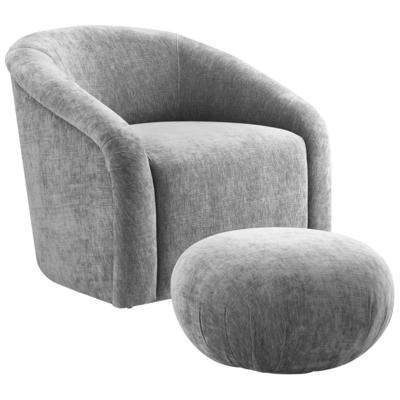 Ottomans and Benches Contemporary Design Furniture Boboli-Chair/Ottoman Chenille Grey CDF-S6382 793611829831 Accent Chairs Gray Grey 