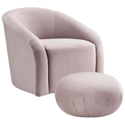 Ottomans and Benches Contemporary Design Furniture Boboli-Chair/Ottoman Velvet Mauve CDF-S6383 793611829848 Accent Chairs 