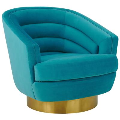 Chairs Contemporary Design Furniture Canyon-Chair Velvet Blue CDF-S6404 793611830158 Accent Chairs Blue navy teal turquiose indig Accent Chairs Accent 