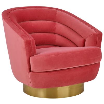 Chairs Contemporary Design Furniture Canyon-Chair Velvet Pink CDF-S6405 793611830165 Accent Chairs Gold Pink Fuchsia blush Accent Chairs Accent 