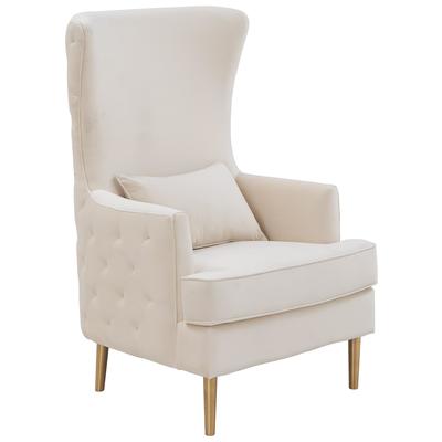 Chairs Contemporary Design Furniture Alina-Chair Plywood Velvet Cream CDF-S6477 793611831520 Accent Chairs Cream beige ivory sand nudeGol Accent Chairs Accent 