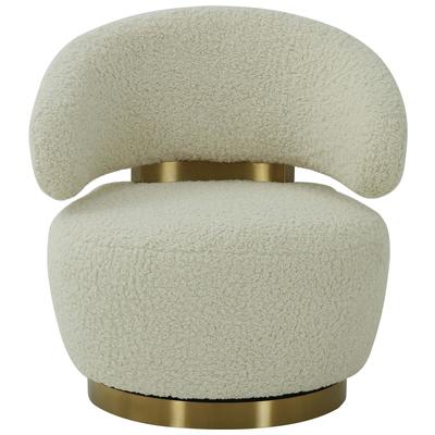 Chairs Contemporary Design Furniture Austin-Chair Faux Shearling Beige CDF-S68119 793611832947 Accent Chairs Beige Cream beige ivory sand n Accent Chairs Accent 