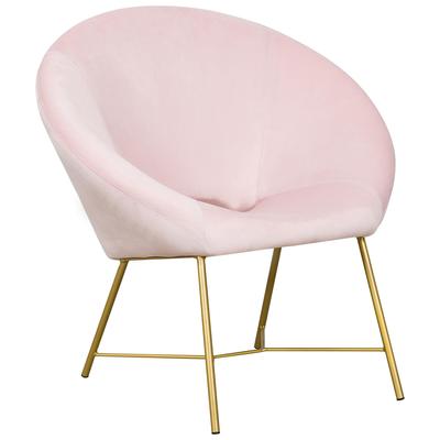 Chairs Contemporary Design Furniture Nolan-Chair Plywood Velvet Blush CDF-S68142 793611832442 Accent Chairs Gold Pink Fuchsia blush Accent Chairs Accent 