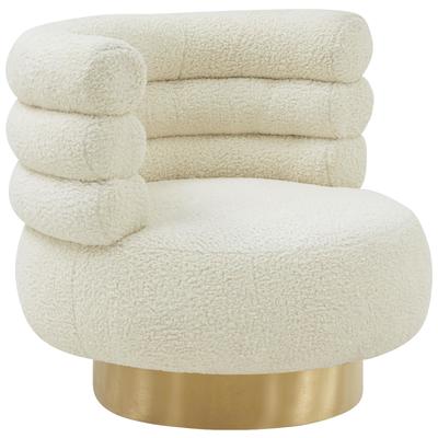 Chairs Contemporary Design Furniture Naomi-Chair Faux Shearling Cream CDF-S68234 793611834514 Accent Chairs Cream beige ivory sand nude Accent Chairs Accent 
