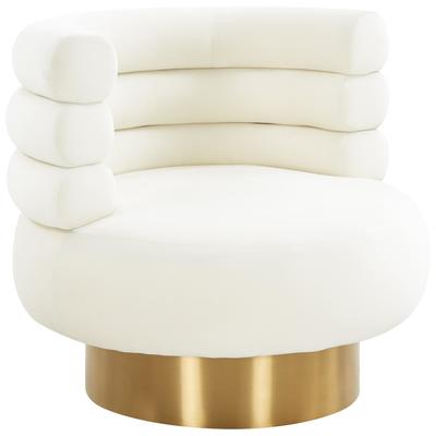 Chairs Contemporary Design Furniture Naomi-Chair Velvet Cream CDF-S68236 793611834538 Accent Chairs Cream beige ivory sand nude Accent Chairs Accent 