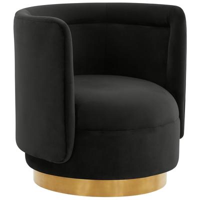 Chairs Contemporary Design Furniture Remy-Chair Velvet Black CDF-S68262 793611834927 Accent Chairs Black ebony Accent Chairs Accent 
