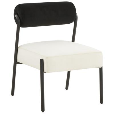 Chairs Contemporary Design Furniture Jolene-Chair Iron Velvet Wood Black Cream CDF-S68451 793580620187 Accent Chairs Black ebonyCream beige ivory s Accent Chairs Accent 