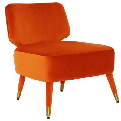 Chairs Contemporary Design Furniture Athena-Chair Metal Velvet Wood Red CDF-S68472 793580620927 Accent Chairs Orange Red Burgundy ruby Accent Chairs AccentWing Chair 