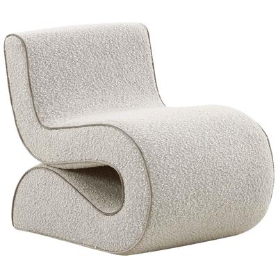 Chairs Contemporary Design Furniture Senna-Chair Boucle Wood Grey CDF-S68534 793580622396 Accent Chairs Gray Grey Accent Chairs Accent 