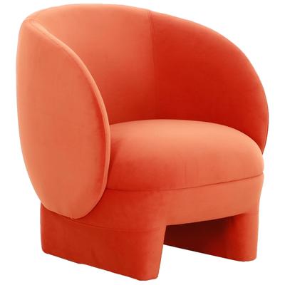 Chairs Contemporary Design Furniture Kiki-Chair Pine Velvet Orange CDF-S68550 793580623300 Accent Chairs Orange Accent Chairs Accent 