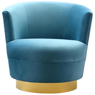 Chairs Contemporary Design Furniture Noah-Chair Velvet Wood Blue CDF-S7228 806810356395 Accent Chairs Blue navy teal turquiose indig Accent Chairs Accent 