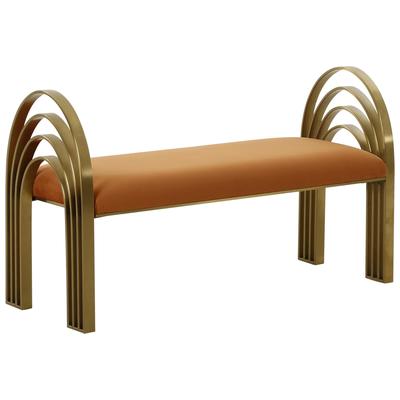 Ottomans and Benches Contemporary Design Furniture Mavis-Bench Velvet Wood Cinnamon CDF-VOC68437 793580619181 Benches Gold 