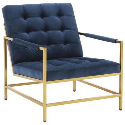 Chairs Contemporary Design Furniture Van-Chair Velvet Wood Navy CDF-VS68408 793580617903 Blue navy teal turquiose indig Accent Chairs Accent 