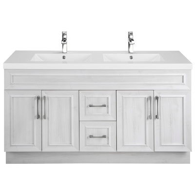 Bathroom Vanities Cutler Kitchen and Bath Classic Melamine / Particle Board White Gray White Sink CCTRFH60DBT 772851223463 Double Sink Vanities 50-70 25 