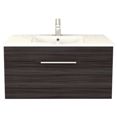 Bathroom Vanities Cutler Kitchen and Bath Textures Melamine / Particle Board Dark Brown White Sink FV SB36 772851296252 30-40 Wall Mount Vanities 25 