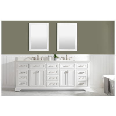 Bathroom Vanities Design Element Milano Wood White White ML-84-WT 613003159448 Bathroom Vanity Double Sink Vanities 70-90 Transitional White With Top and Sink 25 