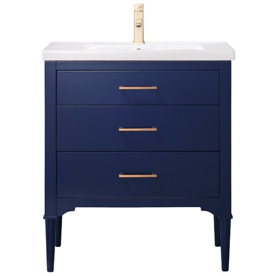 Bathroom Vanities Design Element Mason Wood Blue Blue S01-30-BLU 613003158427 Bathroom Vanity Single Sink Vanities Under 30 Transitional Blue With Top and Sink 25 